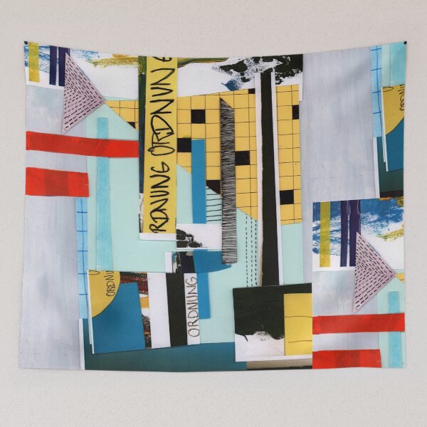 Item preview, Geometric collage red turquoise blue designed and sold by Saanfrancisca.