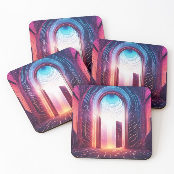 Item preview, Dreamlike door, abstract neon music waves art designed and sold by Salimgor Hangaround Music.
