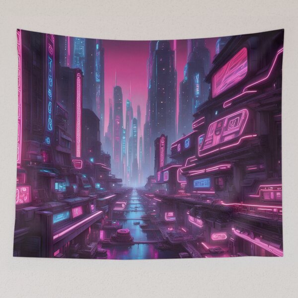 Item preview, Neon Docks Futuristic Cityscape  designed and sold by Bright-Moonrise.