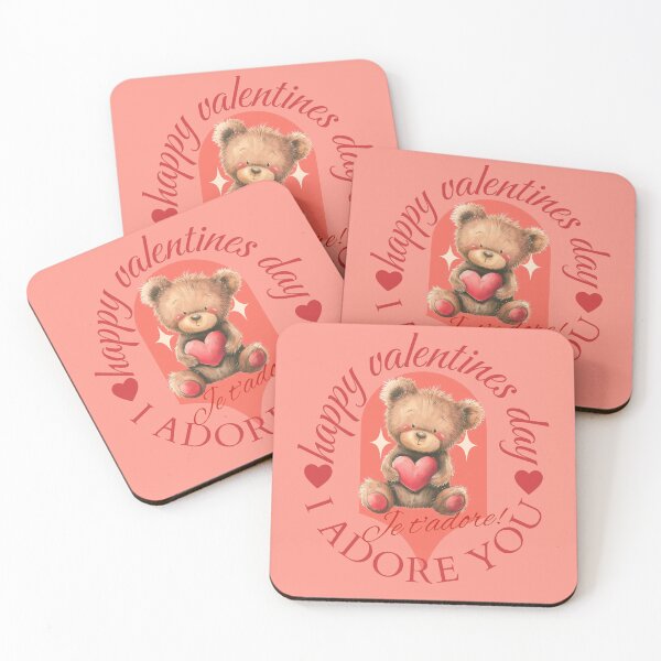 Aperçu de l'œuvre Je t'adore, joyeux ours en peluche pour la Saint-Valentin créée et vendue par ZeptepiTrends.