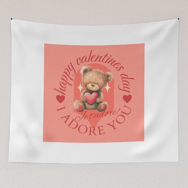 Aperçu de l'œuvre Je t'adore, joyeux ours en peluche pour la Saint-Valentin créée et vendue par ZeptepiTrends.