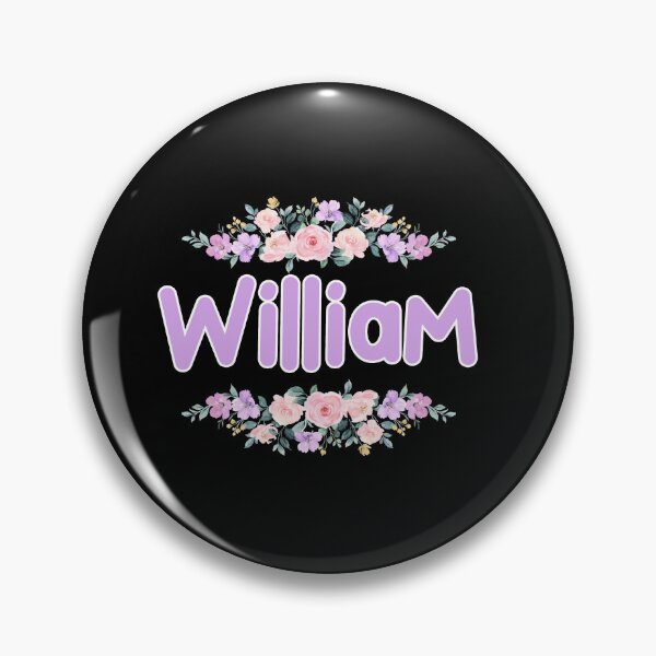 Item preview, Purple Flower William Name Label (Black) designed and sold by NormadWorld.