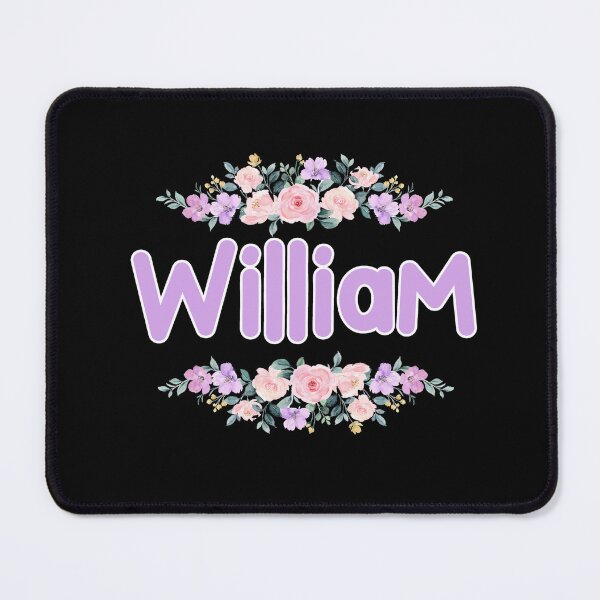 Item preview, Purple Flower William Name Label (Black) designed and sold by NormadWorld.