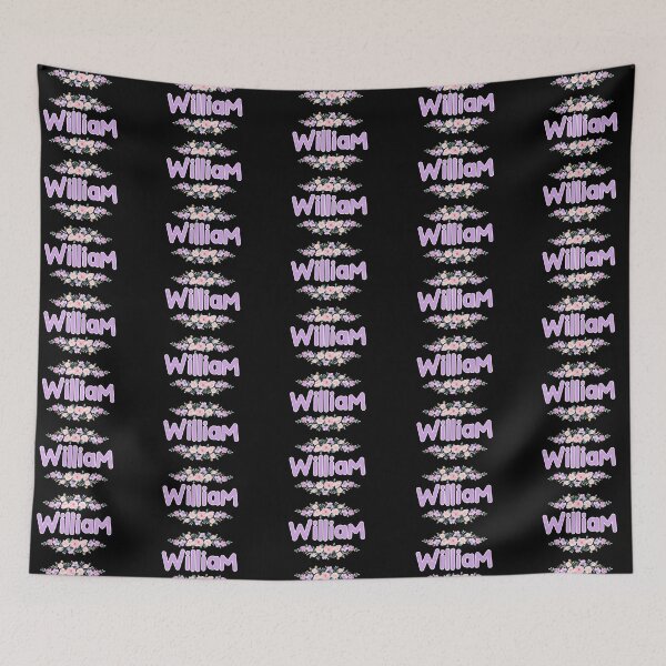 Item preview, Purple Flower William Name Label (Black) designed and sold by NormadWorld.