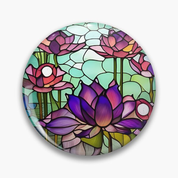 Item preview, Stained Glass Purple Lotus Flowers designed and sold by ChanceTwoArt.
