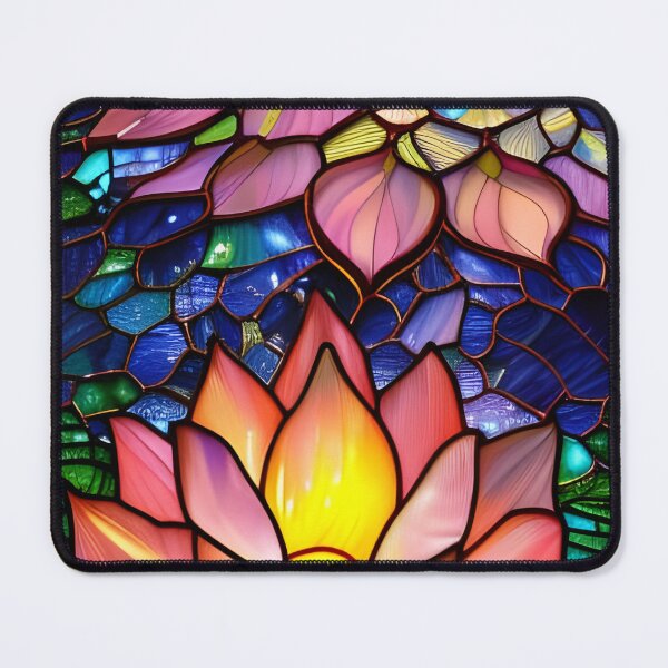 Item preview, Stained Glass Glowing Lotus Flowers designed and sold by ChanceTwoArt.