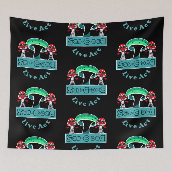Item preview, Seb-E-deE Live Act - Happy Cool Mushrooms in Sunglasses - Band Logo, Green, Blue, Red designed and sold by PsyStudioShop.