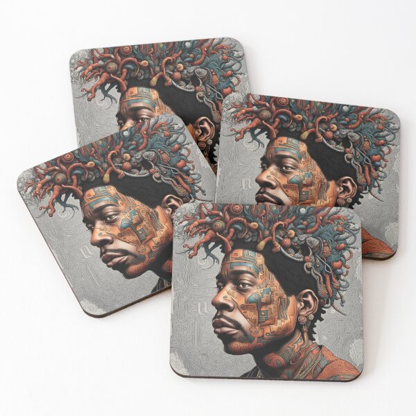 Item preview, Portrait of a man with dreadlocks and face tattoos designed and sold by Bright-Moonrise.
