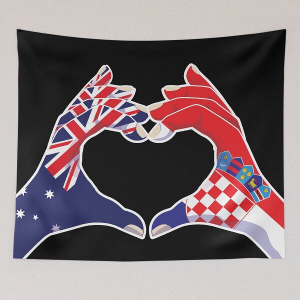 Artikelvorschau, Kroatisch Kroatien Australisch Australien Liebe Herz Frieden entworfen und verkauft von FlagX.