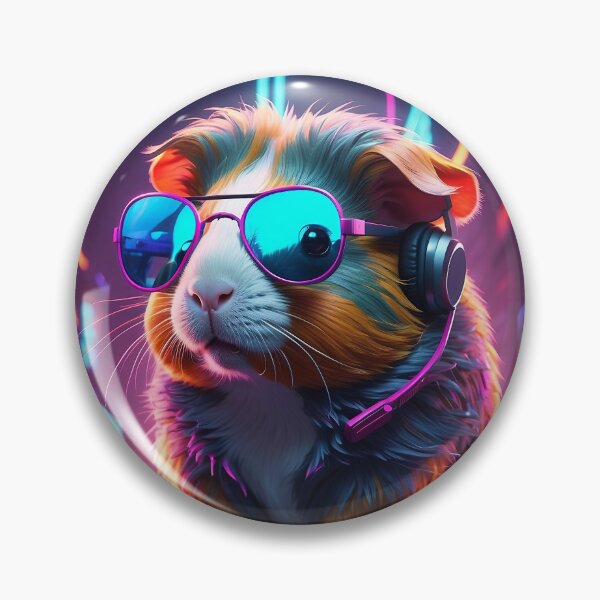 Item preview, Neon Tech Hamster: Adorable Rodent with Glasses & Headphones designed and sold by SCBlend.