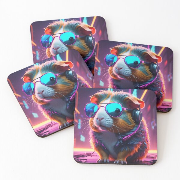 Item preview, Neon Tech Hamster: Adorable Rodent with Glasses & Headphones designed and sold by SCBlend.