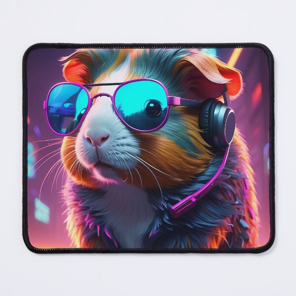 Item preview, Neon Tech Hamster: Adorable Rodent with Glasses & Headphones designed and sold by SCBlend.