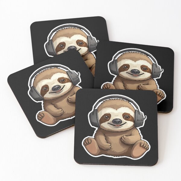 Item preview, Cute Sloth Wearing Headphones designed and sold by VelvetRoom.