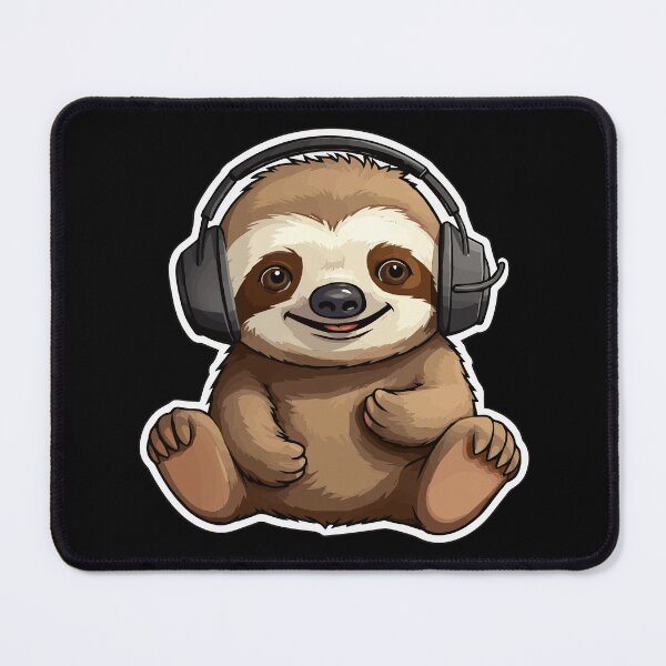 Item preview, Cute Sloth Wearing Headphones designed and sold by VelvetRoom.