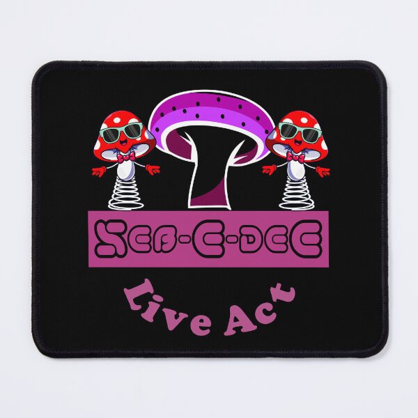 Item preview, Seb-E-deE Live Act - Happy Cool Mushrooms in Sunglasses - Band Logo, Pink, Purple, Red designed and sold by PsyStudioShop.