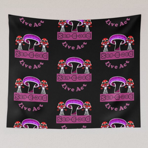 Item preview, Seb-E-deE Live Act - Happy Cool Mushrooms in Sunglasses - Band Logo, Pink, Purple, Red designed and sold by PsyStudioShop.
