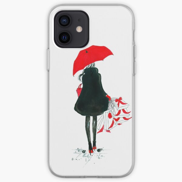 Watercolour & Ink Fashion Illustration Titled Christmas Shopping iPhone Soft Case