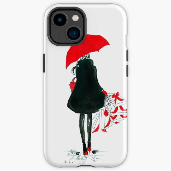 Acuarela y tinta Ilustración de moda Titulado Compras navideñas Funda resistente para iPhone