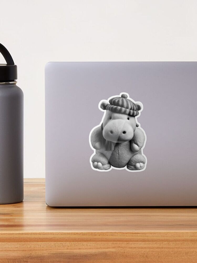 Packaged Fuzzy Stickers - FZ1403 - Hippo sticker<BR>(FREE STANDARD