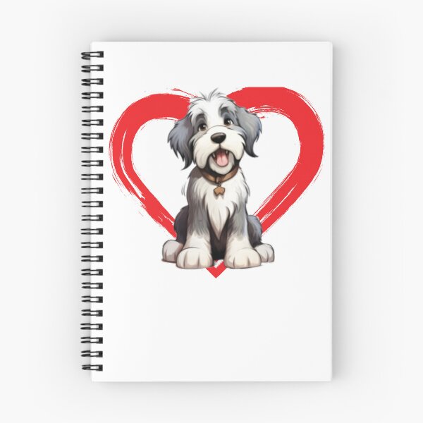 Item preview, English Sheep Dog Cartoon in Love Heart swoosh  designed and sold by For Dog Sake!®.