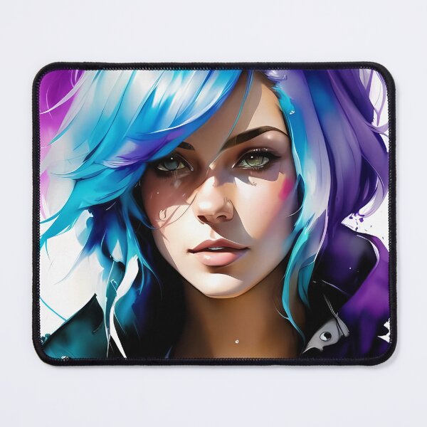 Item preview, Blue haired Punk Girl watercolor wall art poster designed and sold by BorgSpareParts.