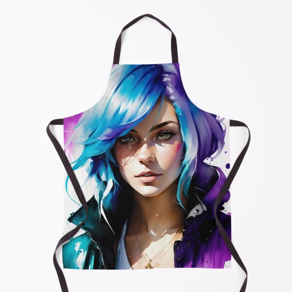 Item preview, Blue haired Punk Girl watercolor wall art poster designed and sold by BorgSpareParts.