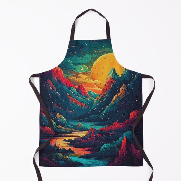 Item preview, Fantastical Landscape Art Print with Fiery Sunset and Planetary Sky designed and sold by GiveMeMood.