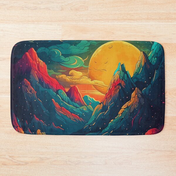 Item preview, Fantastical Landscape Art Print with Fiery Sunset and Planetary Sky designed and sold by GiveMeMood.