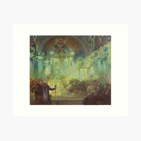 Item preview, The Slav Epic, cycle No.17 Holy Mount Athos, by Alphonse Mucha. HIGH DEFINITION designed and sold by MINDTHECHERRY.