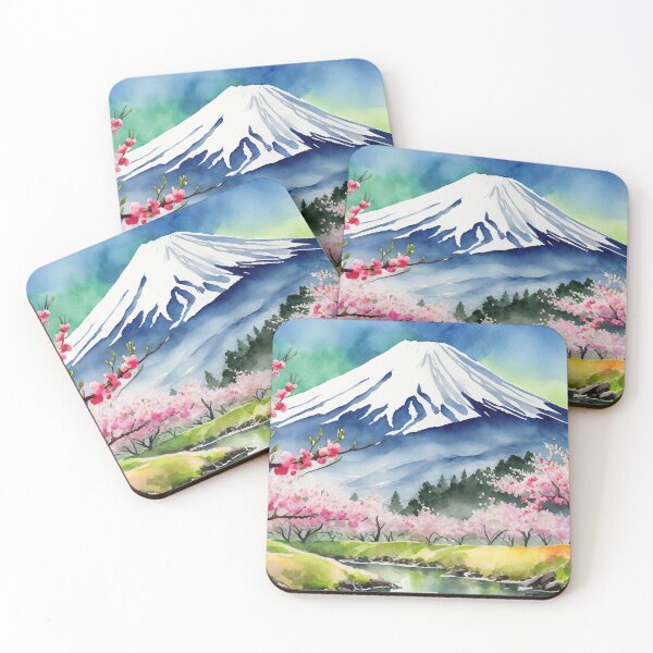 Item preview, Fuji Moutain with plum blossom on summer landscape designed and sold by WhiteDoveArt.