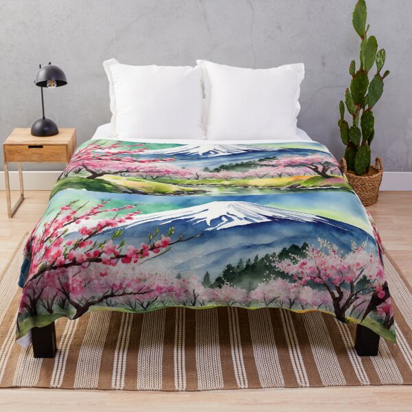 Item preview, Fuji Moutain with plum blossom on summer landscape designed and sold by WhiteDoveArt.