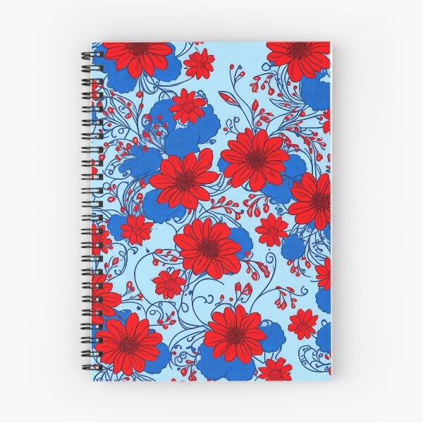 Item preview, Floral pattern red and dark blue designed and sold by Klickkunstwerke.