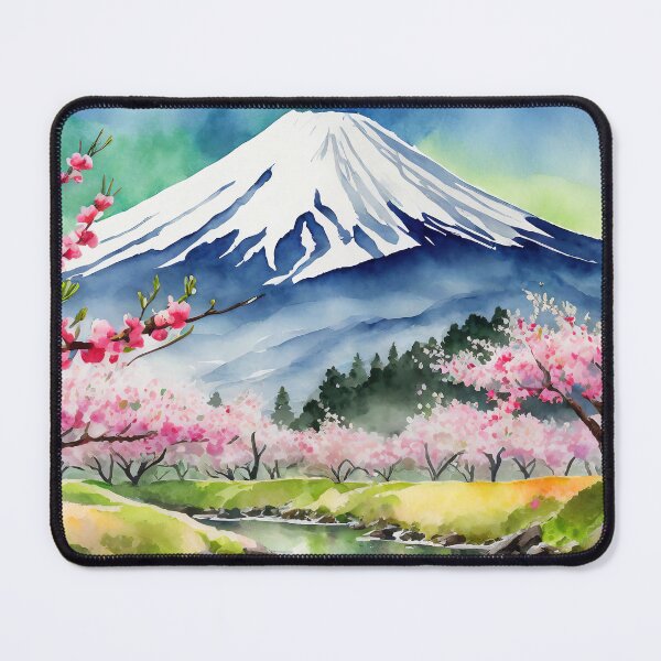 Item preview, Fuji Moutain with plum blossom on summer landscape designed and sold by WhiteDoveArt.