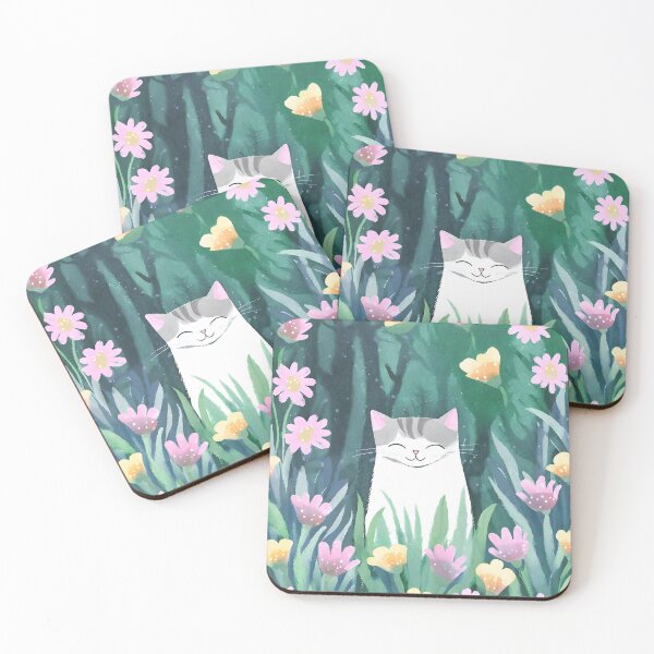 Artikelvorschau, Katze zwischen Blumen, Pastelltönen, Rosa, Violett, Flieder entworfen und verkauft von NaturaFotos.