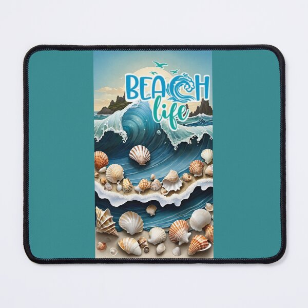 Item preview, Beach life, against a backdrop of waves and rocks, shellfish and crustaceans designed and sold by Creativesphotos.