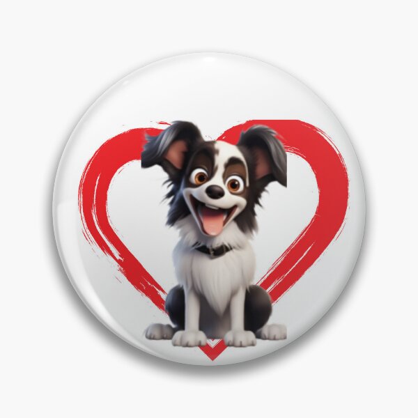 Item preview, Papillon Cartoon in Love Heart swoosh  designed and sold by For Dog Sake!®.