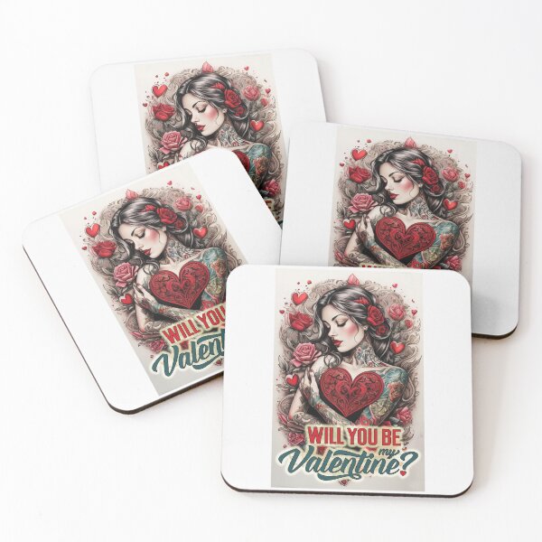 Item preview, Will You Be My Valentine; Tattoo Style; designed and sold by StickerApe.
