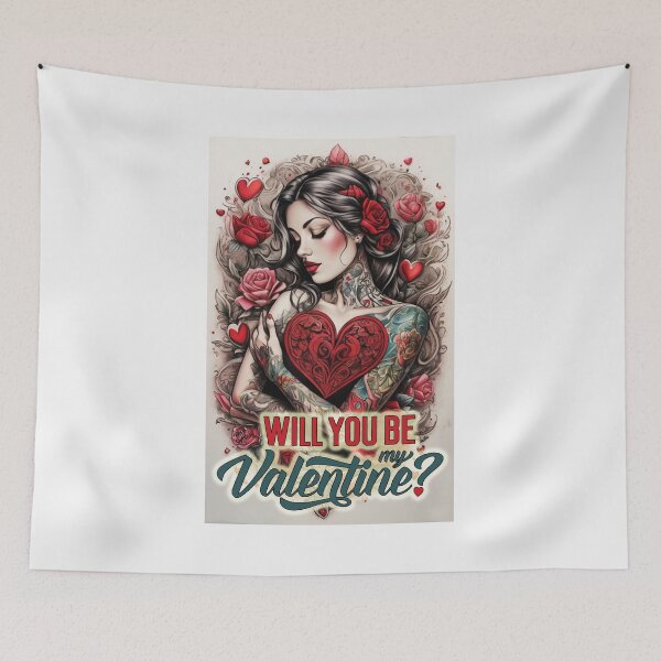 Item preview, Will You Be My Valentine; Tattoo Style; designed and sold by StickerApe.