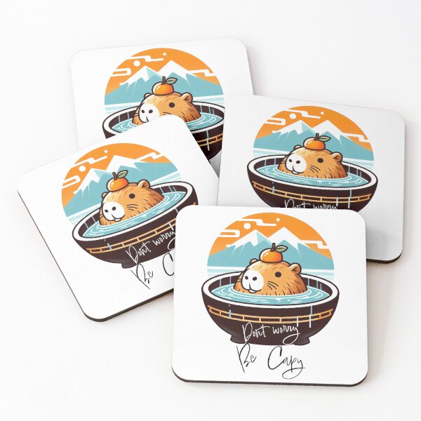 Item preview, Dont Worry be Capy - Capybara onsen with orange fuji designed and sold by happy-capy.