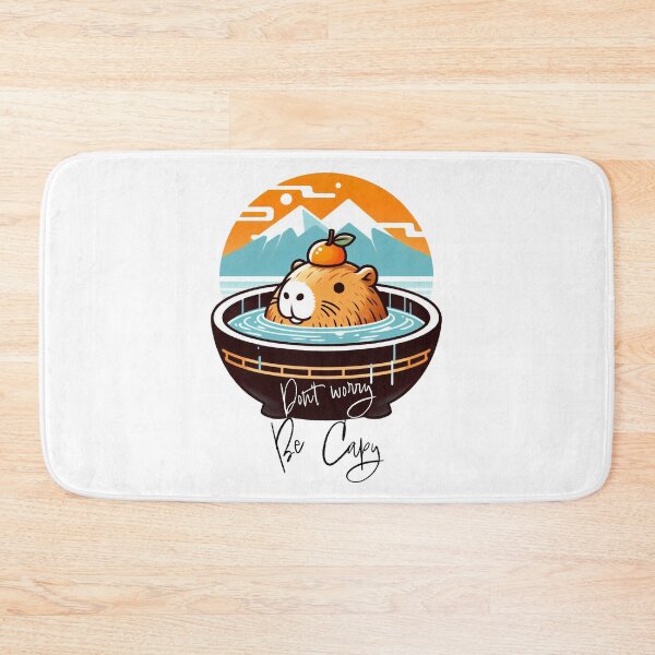 Item preview, Dont Worry be Capy - Capybara onsen with orange fuji designed and sold by happy-capy.