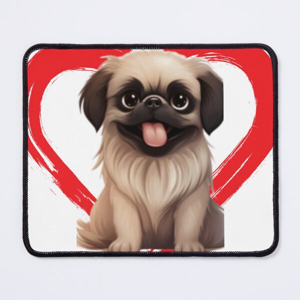 Item preview, Pekinese Cartoon in Love Heart swoosh designed and sold by For Dog Sake!®.