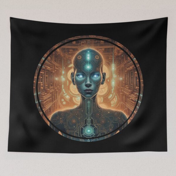 Item preview, Techno God, Cyberpunk Deity, Unique Design designed and sold by Burn-Ego.