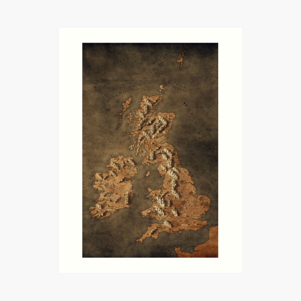 Map of The United Kingdom and Ireland Art Print