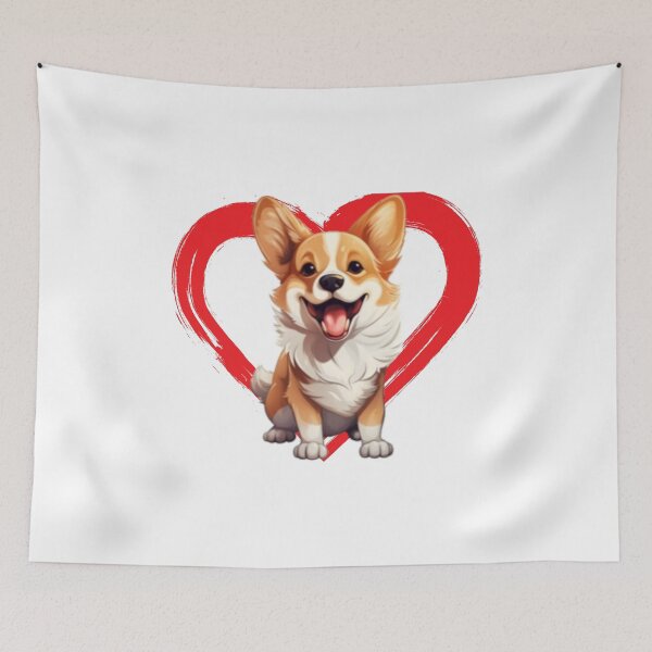 Artikelvorschau, Pembroke Welsh Corgi Cartoon in Love Heart swoosh entworfen und verkauft von For Dog Sake!®.