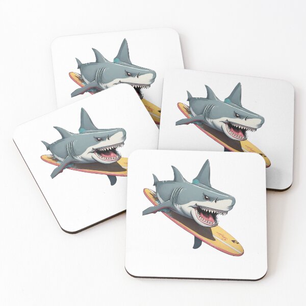 Item preview, shark on a surfing board designed and sold by StonePine.
