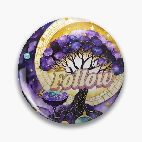 Item preview, Follow, on purple tree of life, lucky charm, mystical link between terrestrial world and beyond, with esoteric symbols designed and sold by Creativesphotos.
