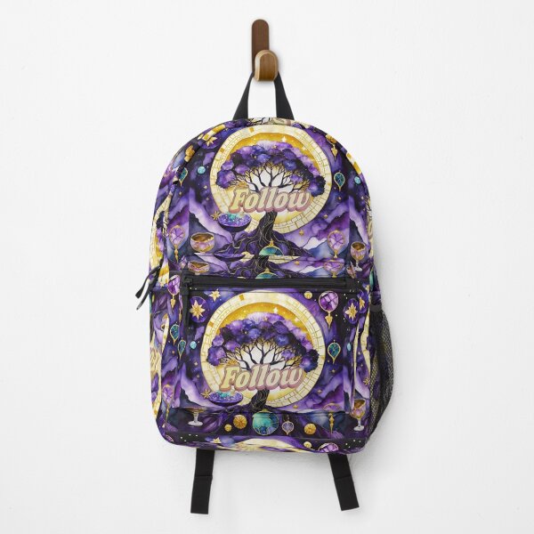 Item preview, Follow, on purple tree of life, lucky charm, mystical link between terrestrial world and beyond, with esoteric symbols designed and sold by Creativesphotos.
