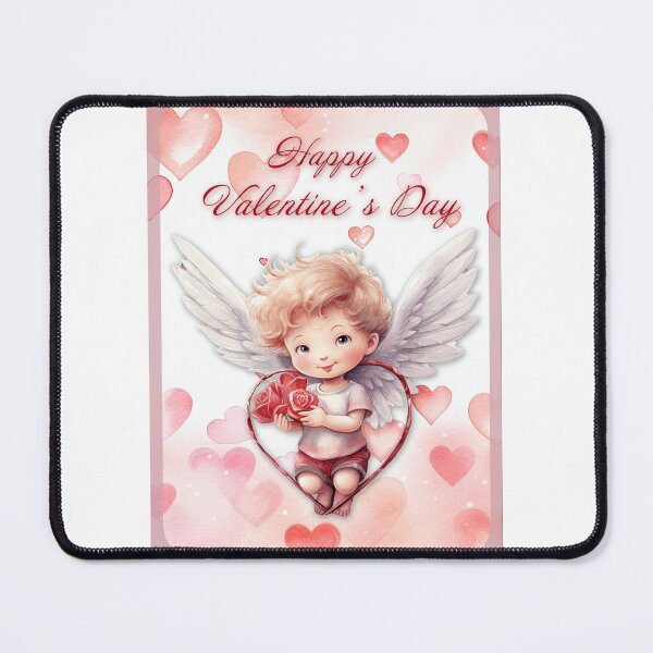 Item preview, Valentine card with baby angel with wings St Valentine's Day postcard Watercolor  designed and sold by Createya.