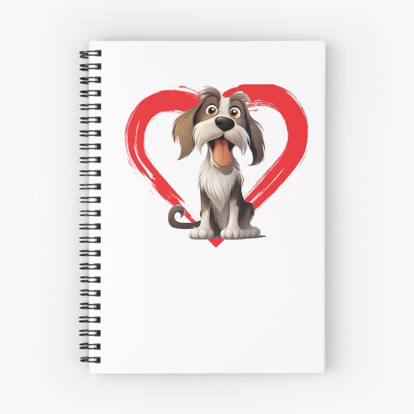 Aperçu de l'œuvre Petit Basset Griffon Vendeen Cartoon in Love Heart swoosh  créée et vendue par For Dog Sake!®.
