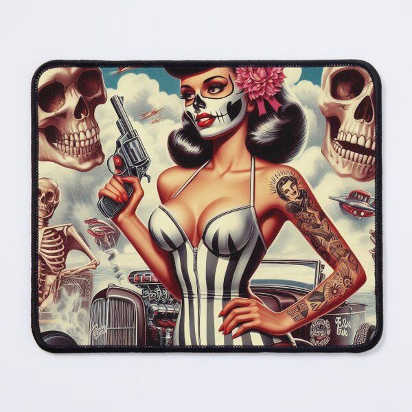 Item preview, Vintage Skull Hot Rod Pin Up designed and sold by PulpVintage.